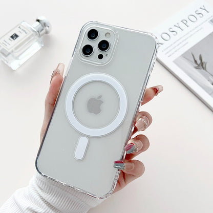 Anti-Yellow MagSafe Clear Case + Suction Grip + Tempered Glass + Cable Protectors-4 pcs