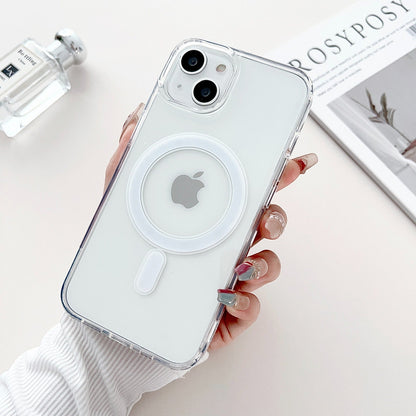 Anti-Yellow MagSafe Clear Case + Suction Grip + Tempered Glass + Cable Protectors-4 pcs